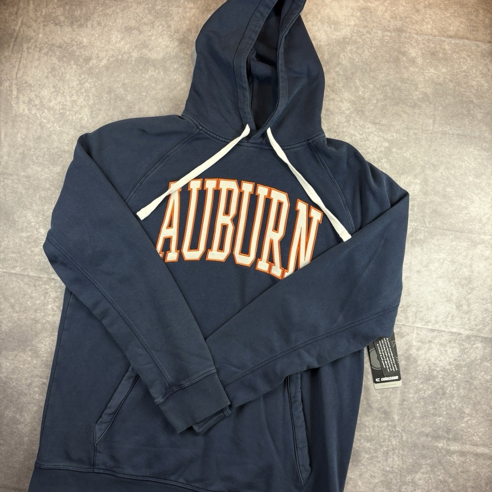 Auburn University Tigers Hoodie Mens L Blue Embroidered Logo Rare Pullover NEW